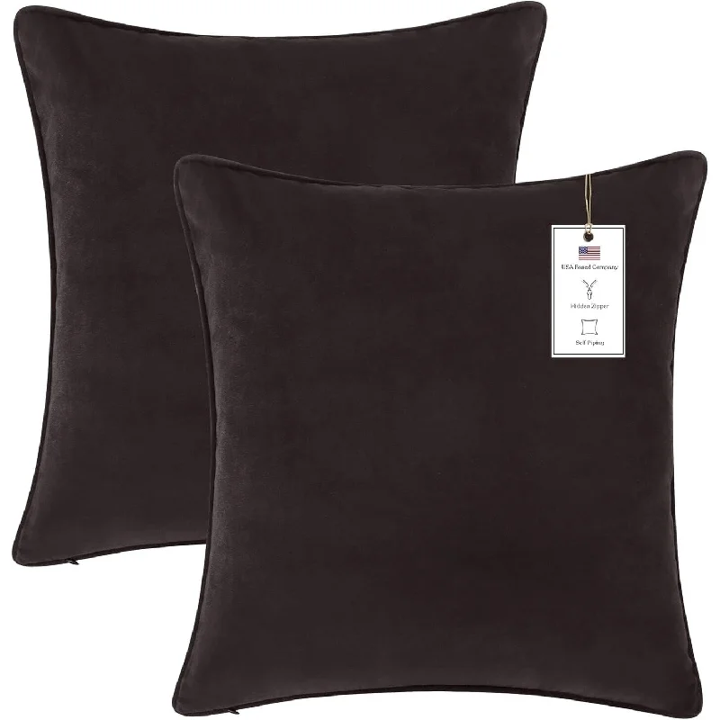 A1HC Set of 2 Luxurious Fine Soft Velvet Throw Pillow Covers Only, For Sofas, Beds, Vibrant Colors and Hidden Zipper