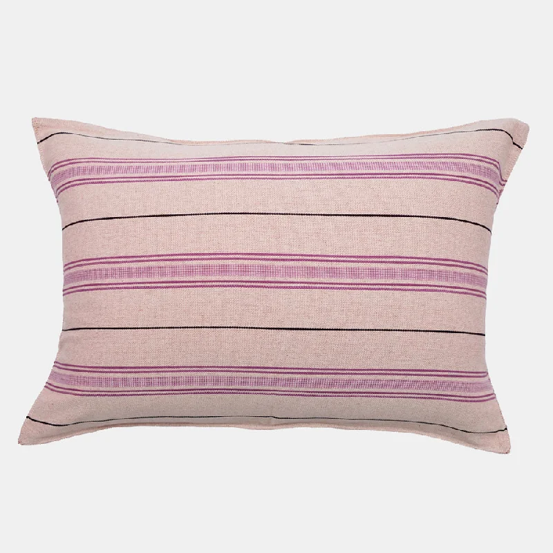 Aubergine and Black Stripe Lumbar Pillow