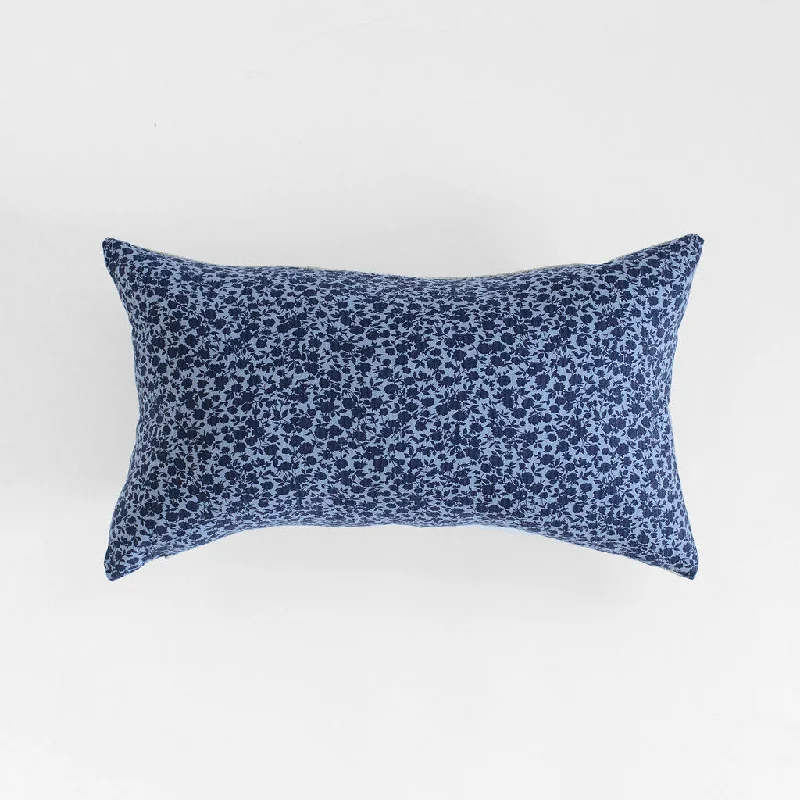 Japanese Navy Floral Lumbar Pillow