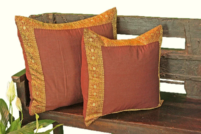 Burgundy Art Silk Pillow Cover