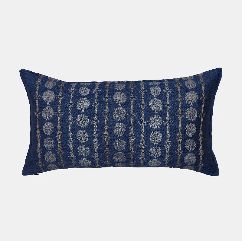 Carnation Stripe Indigo Lumbar Pillow