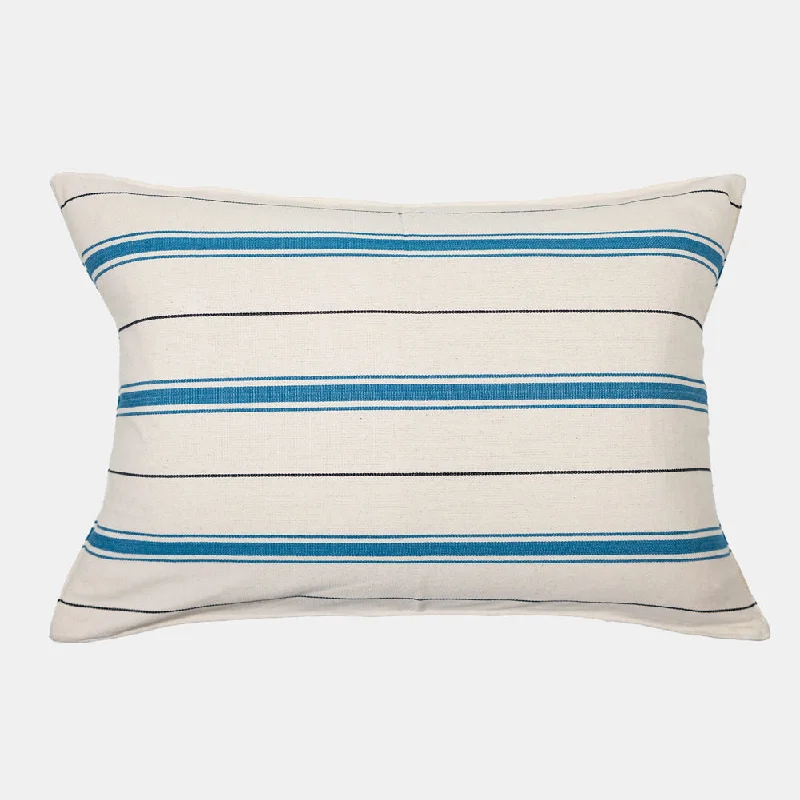 Deep Teal and Black Stripe Lumbar Pillow