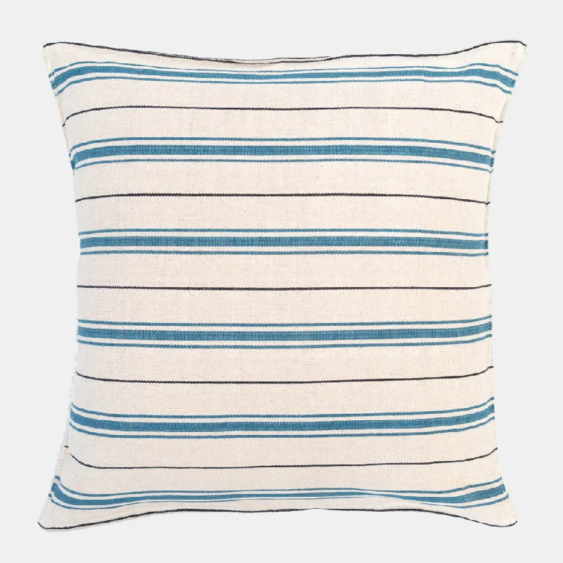 Deep Teal and Black Stripe Square Pillow