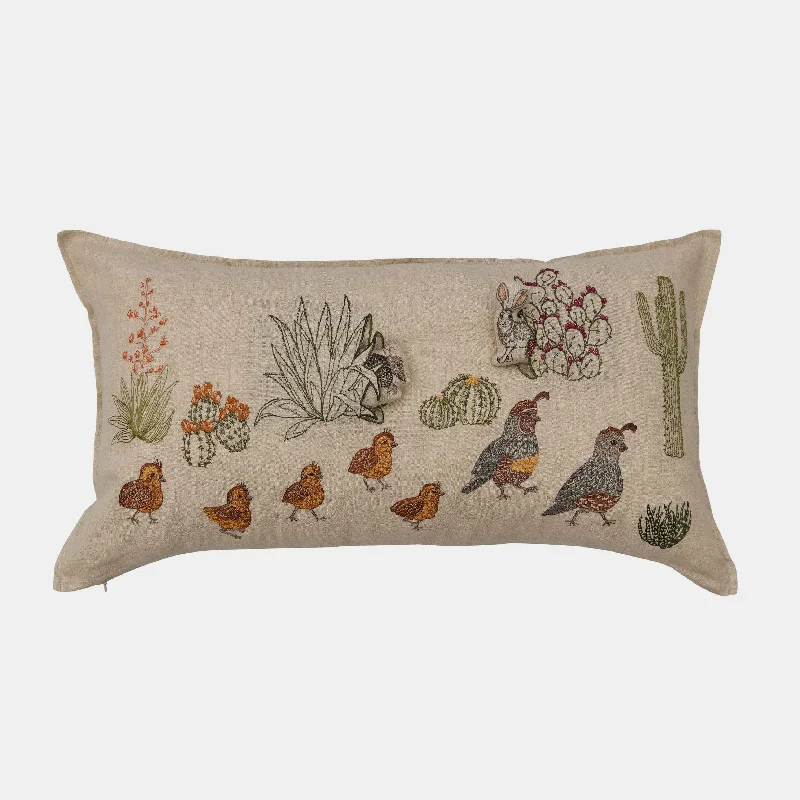 Desert Quail Crossing Lumbar Pocket Pillow