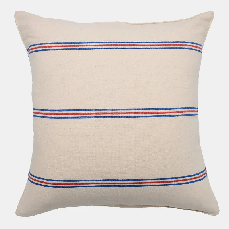 French Red and Blue Stripe Square Pillow