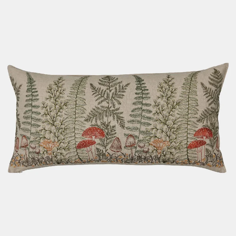 Mushrooms and Ferns Lumbar Pillow