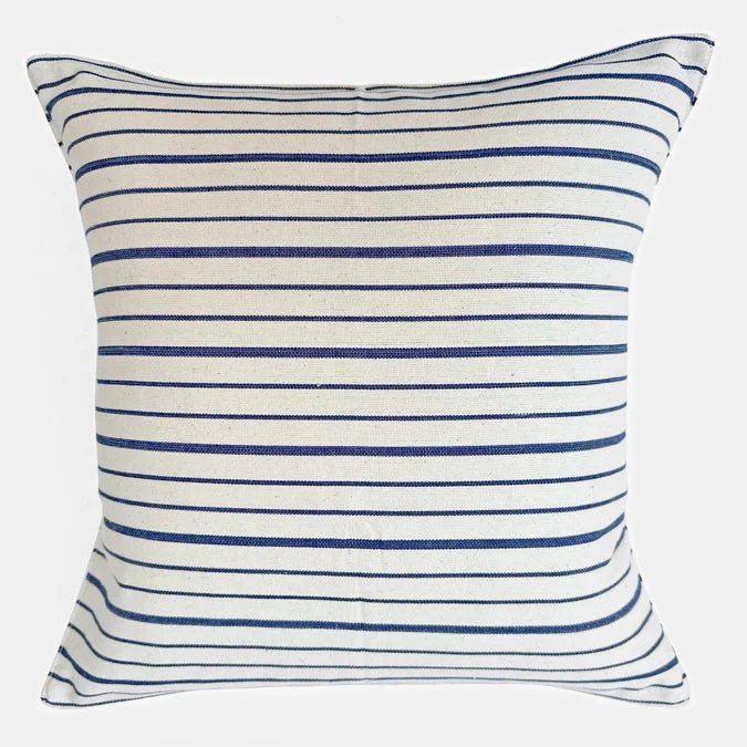 Off White Narrow Navy Stripe Square Pillow