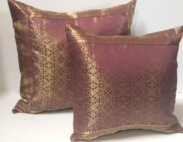 Indian sari pillows Cover Purple Raj