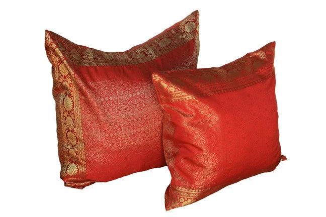 Indian sari pillows Cover Red Raj