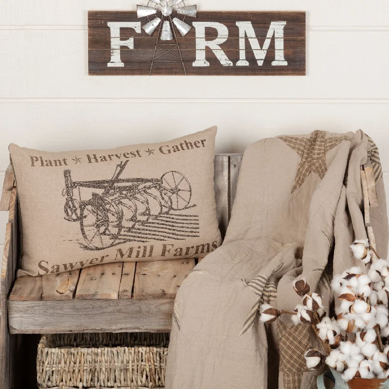 Sawyer Mill Charcoal Plow Pillow 14x22