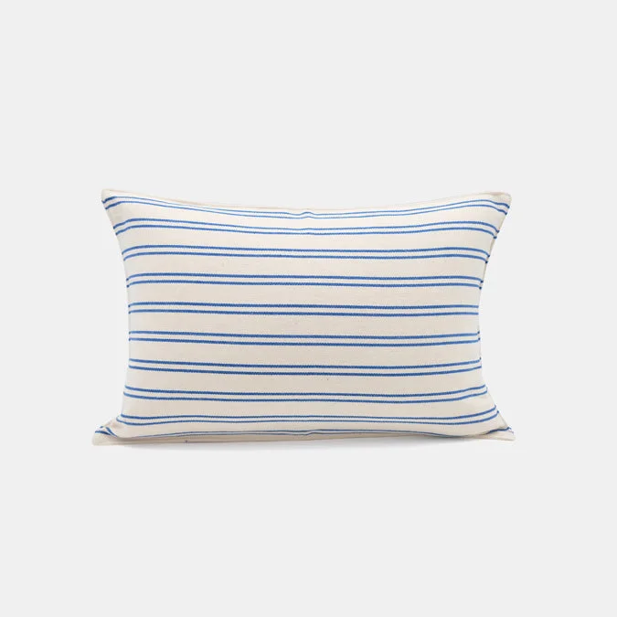 Small Lumbar Pillow in Blue Double Stripe