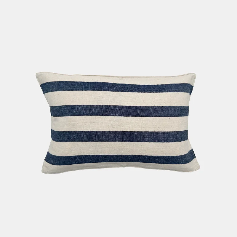 Small Lumbar Pillow in Bold Navy Stripe