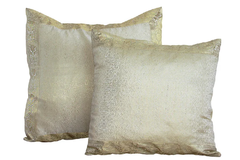 Indian sari pillows Cover White Raj Sari