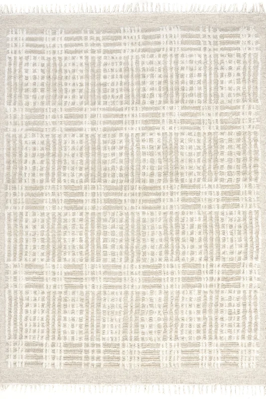 Crissy Crosshatch Shag Rug | Beige