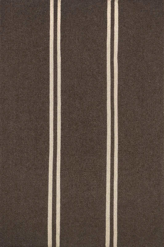 Elowen Double Striped Rug | Dark Brown