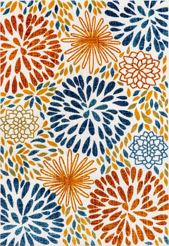 Floral Fireworks Indoor/Outdoor Rug | Blue