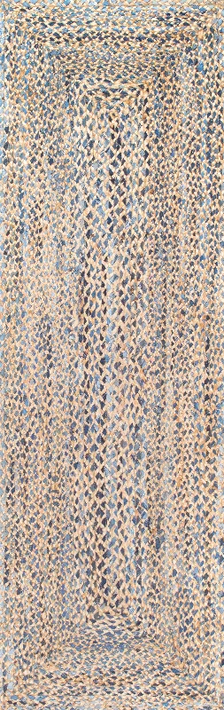 Hand Braided Twined Jute And Denim Rug | Blue