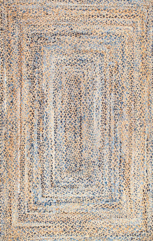 Hand Braided Twined Jute And Denim Rug | Blue