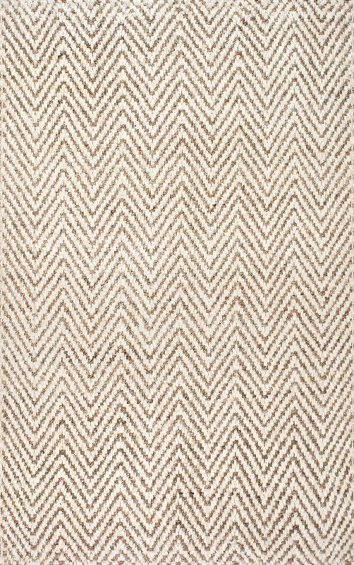 Handwoven Jute Jagged Chevron Rug | Off White