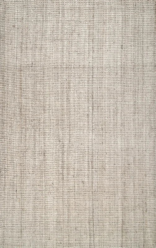 Handwoven Jute Ribbed Solid Rug | Off White