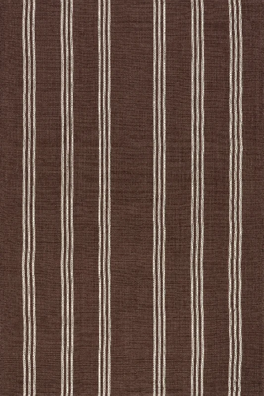 Hawthorn Striped Wool Rug | Dark Brown