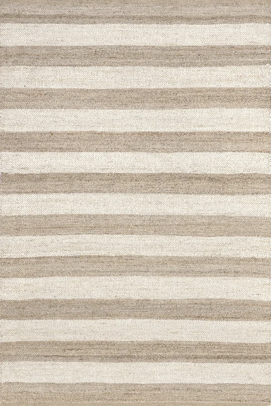 Jute And Denim Even Stripes Rug | Off White