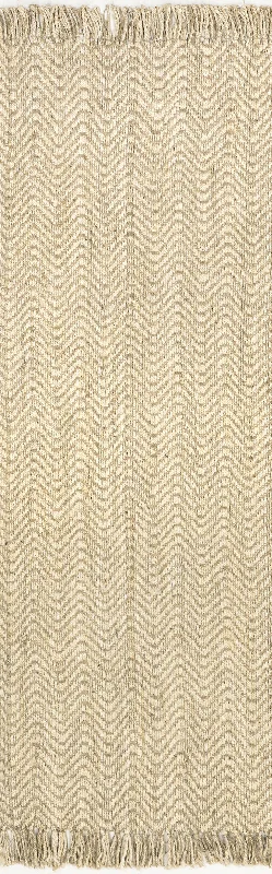 Jute Wavy Chevron With Tassel Rug | Natural