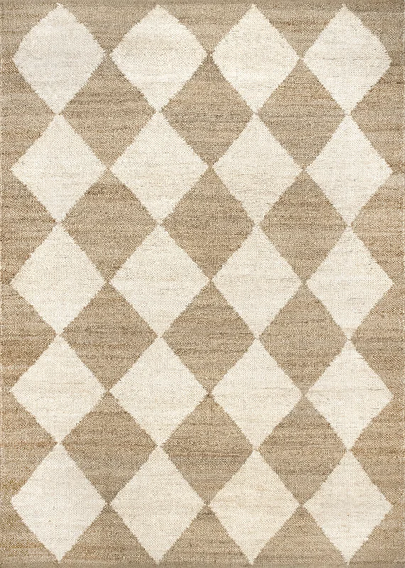 Louie Diamond Checkerboard Jute Rug | Natural