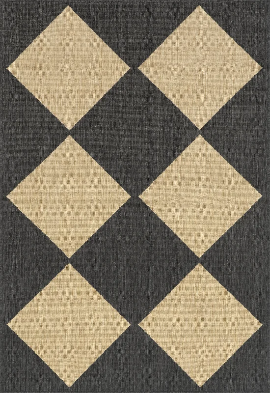 Meyari Indoor/Outdoor Checkered Rug | Dark Grey