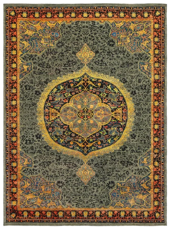 Oushak Medallion Handwoven Transitional Rug, J73069