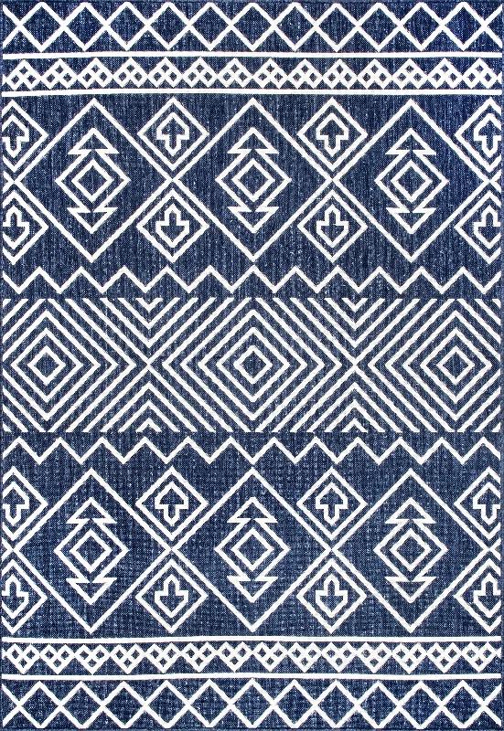 Striped Indoor/Outdoor Flatweave Rug | Blue