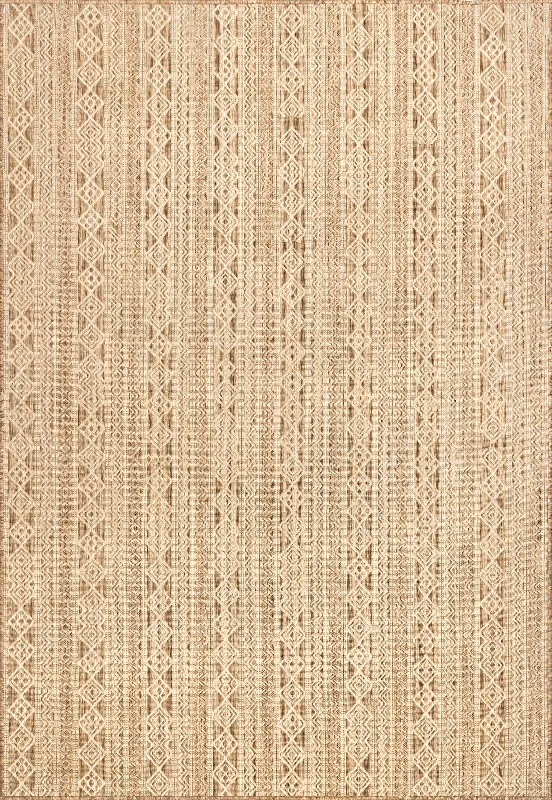 Tribal Striped Indoor/Outdoor Rug | Beige