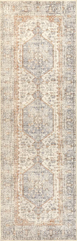 Vintage Medallion Washable Rug | Light Grey