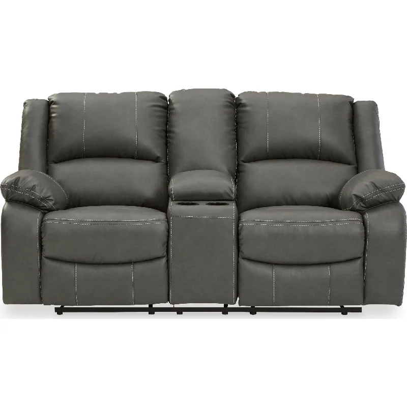 Calderwell Power Reclining Loveseat with Console - Gray