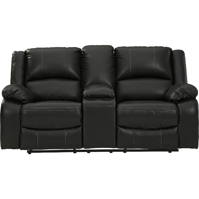 Calderwell Reclining Loveseat with Console - Black