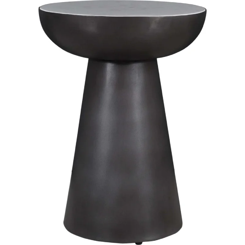 Circularity Chairside End Table - White and Gunmetal