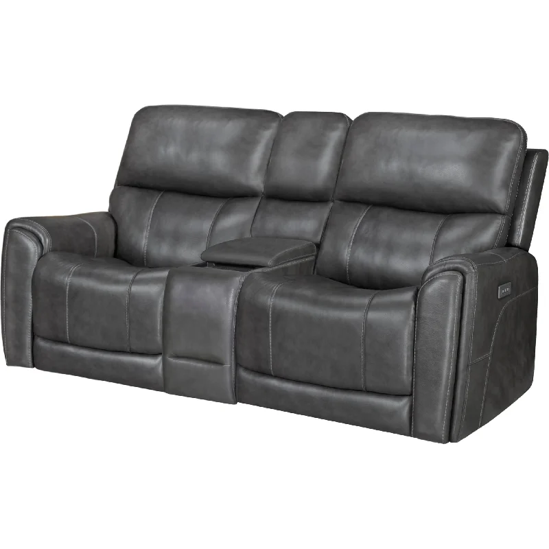 Damon Power Reclining Loveseat with Power Console - Rainier Steel