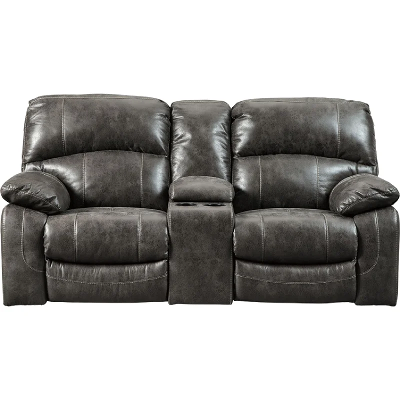 Dunwell Power Reclining Loveseat with Console - Steel