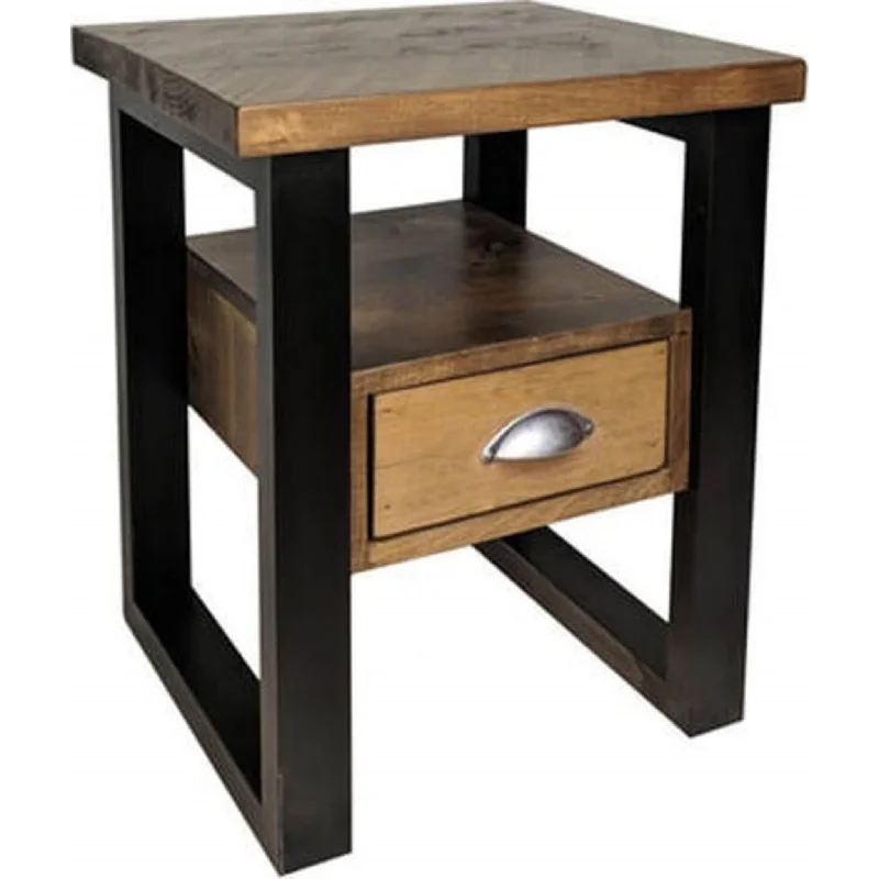 Farmhouse End Table - Classic Stain/Black