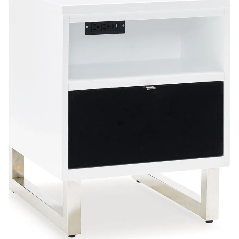 Gardoni Chairside End Table - White/Black