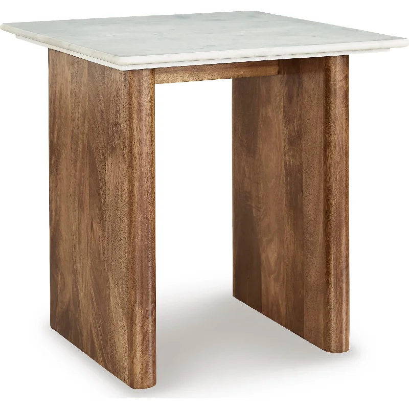 Isanti End Table - Light Brown/White