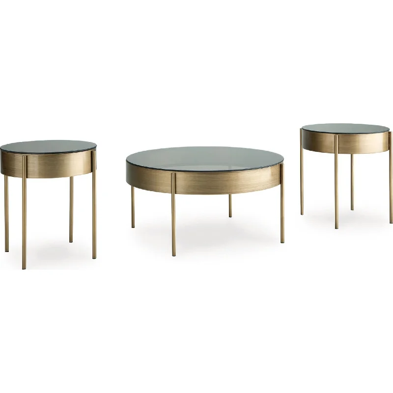 Jettaya 3 Pack Tables - Brushed Brass