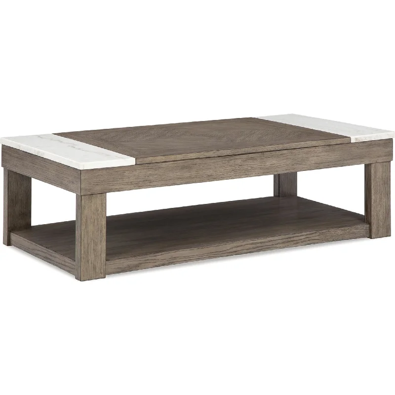 Loyaska Coffee Table - Grayish Brown/White