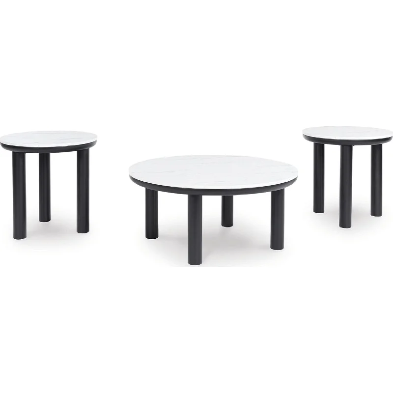 Xandrum 3 Pack Tables - Black/White