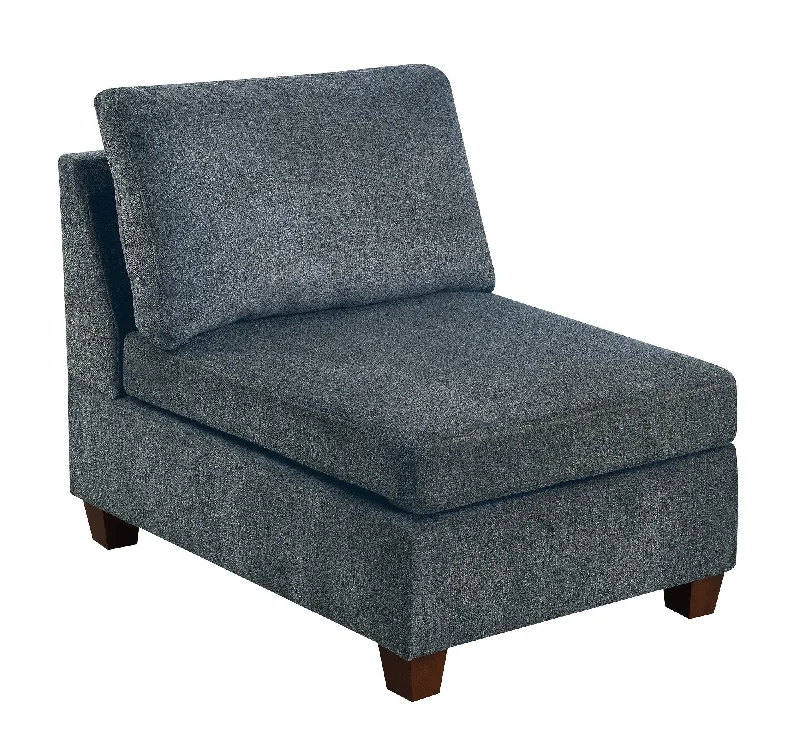 1pc ARMLESS CHAIR ONLY Grey Chenille Fabric Modular Armless Chair Cushion Seat Living Room Furniture