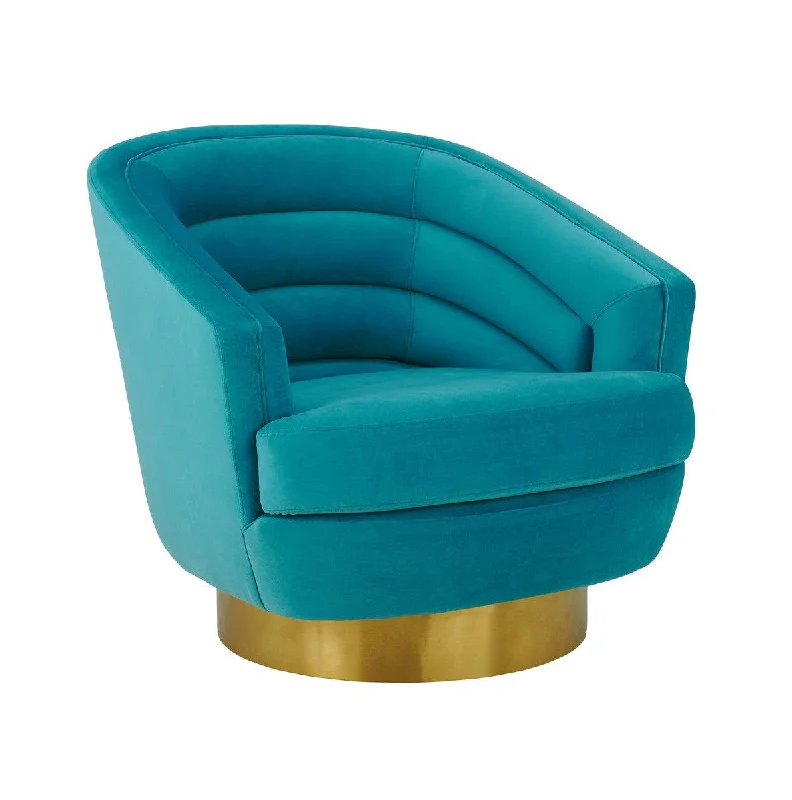 Canova Blue Velvet Swivel Chair