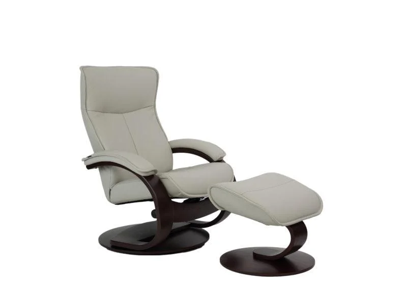 Senator C Leather Reclining Chair in Shadow Grey