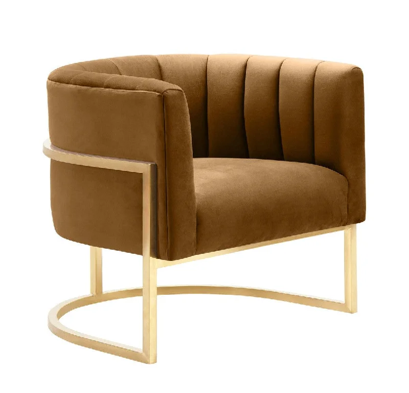 Magna Cognac Velvet Chair