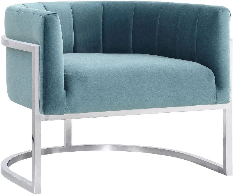 Magna Sea Blue Chair With Silver Base