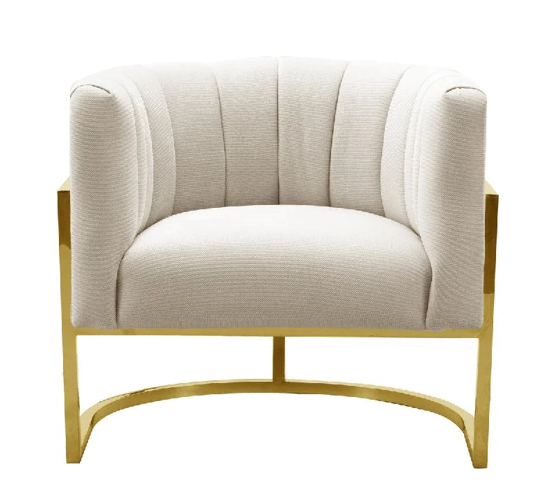 Magna Spotted Cream Chair with Gold Base